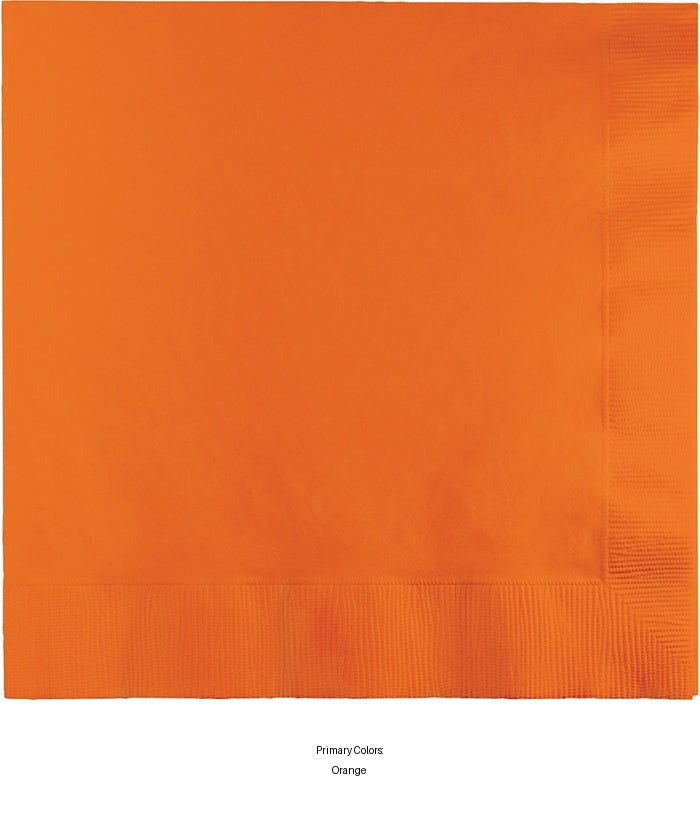 250/Case Bulk Sunkissed Orange Dinner Napkins 3 Ply