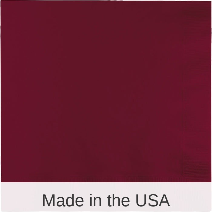 250/Case Bulk Burgundy Dinner Napkins 3 Ply