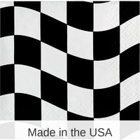 216/Case Bulk Black and White Check Beverage Napkins