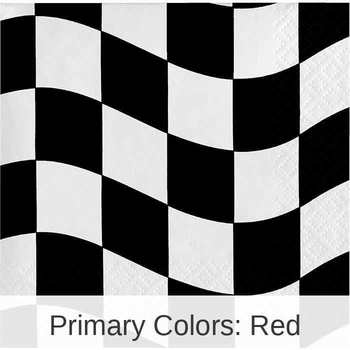 216/Case Bulk Black and White Check Beverage Napkins