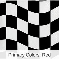 216/Case Bulk Black and White Check Beverage Napkins