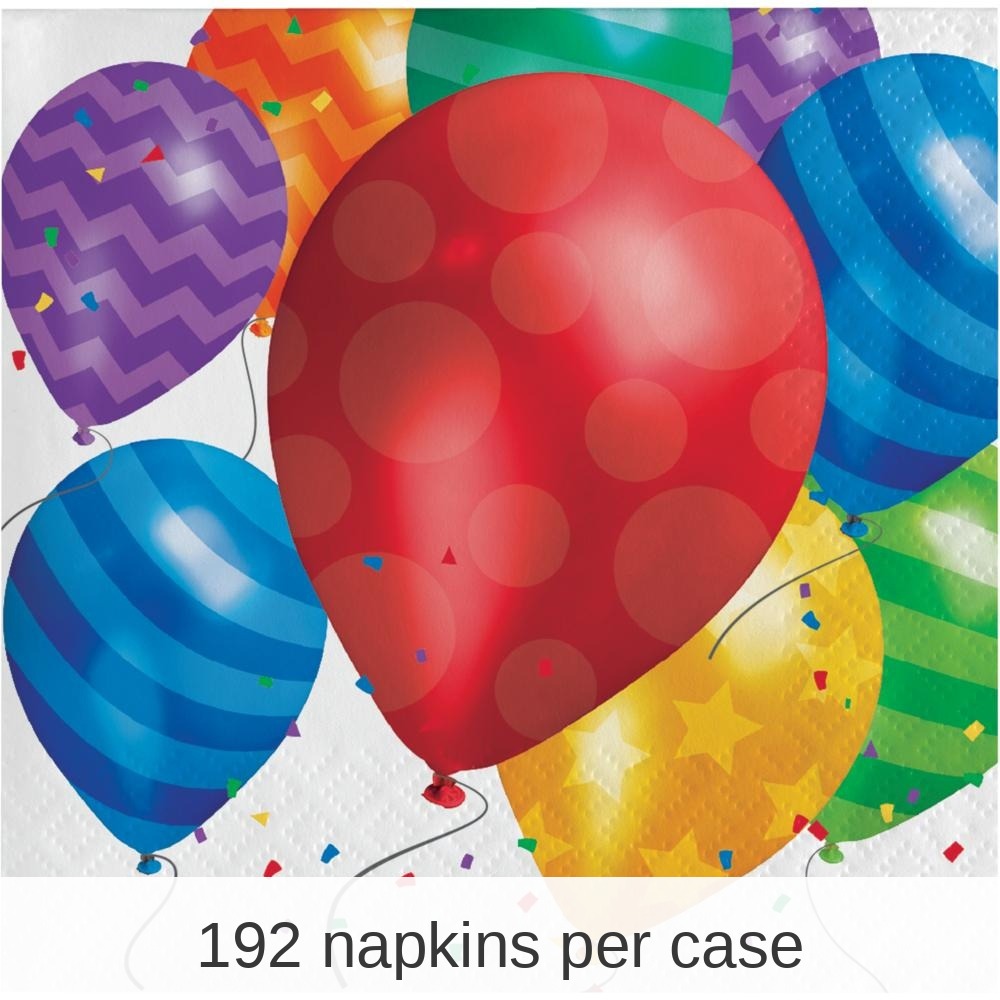 192/Case Bulk Balloon Blast Beverage Napkins