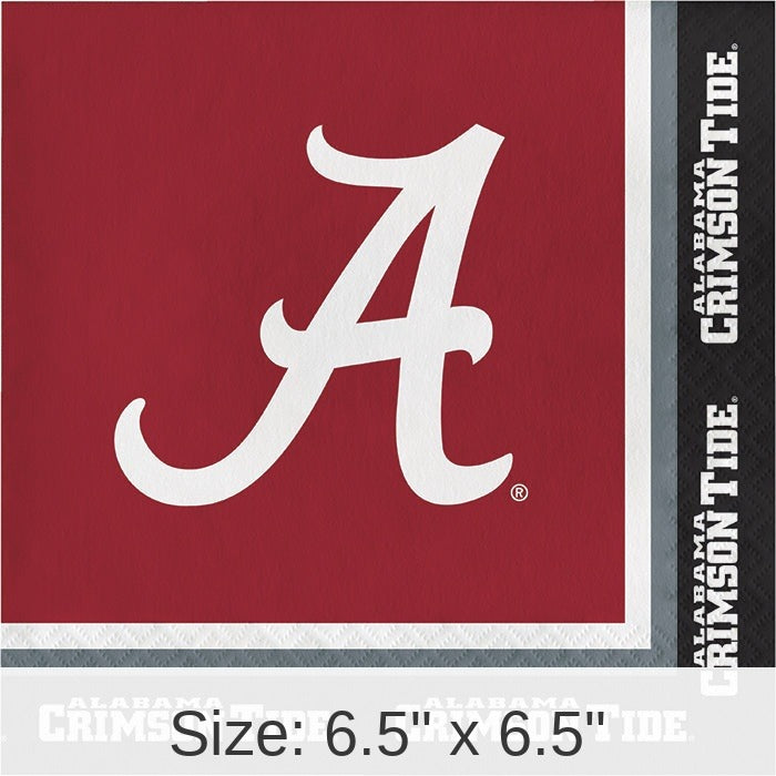 240/Case Bulk Alabama Crimson Tide Luncheon Napkins