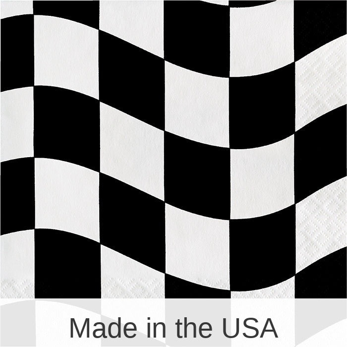 216/Case Bulk Black and White Check Luncheon Napkins