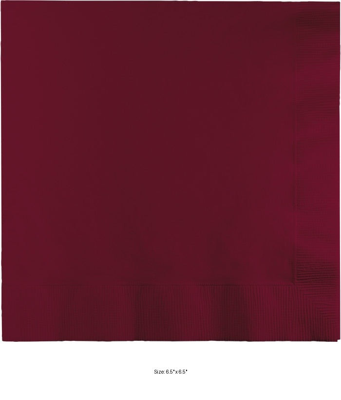 600/Case Bulk Burgundy 2 Ply Luncheon Napkins