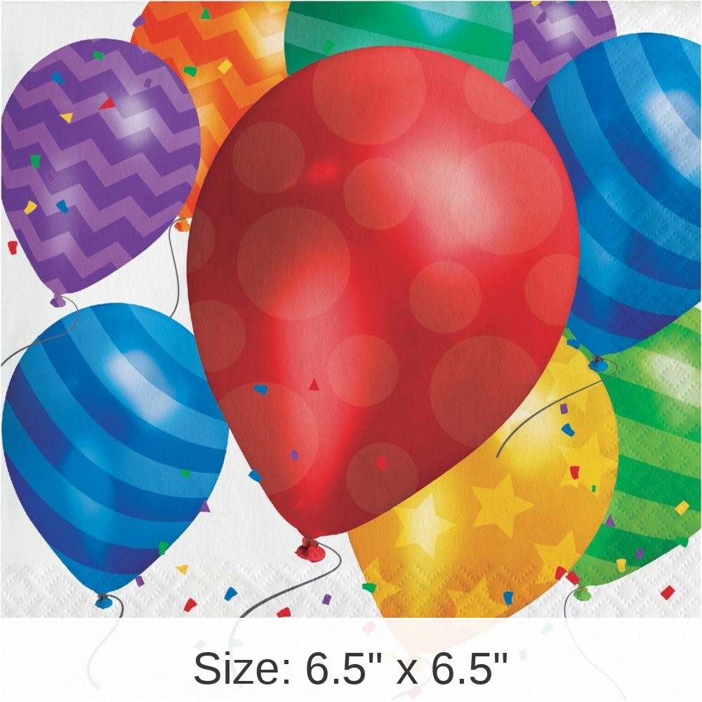 192/Case Bulk Balloon Blast Lunch Napkins