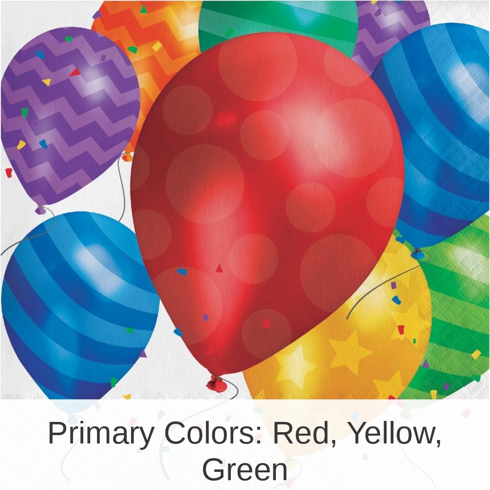 192/Case Bulk Balloon Blast Lunch Napkins
