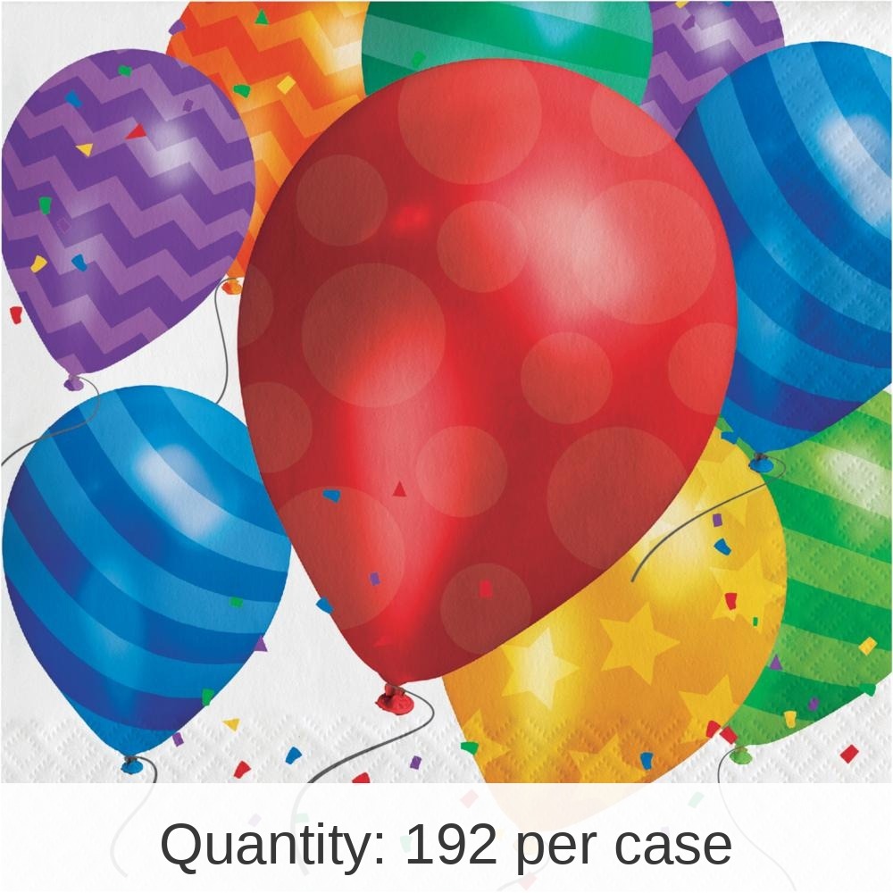 192/Case Bulk Balloon Blast Lunch Napkins