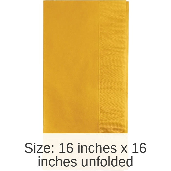 600/Case Bulk School Bus Yellow 2 Ply Dinner Napkins