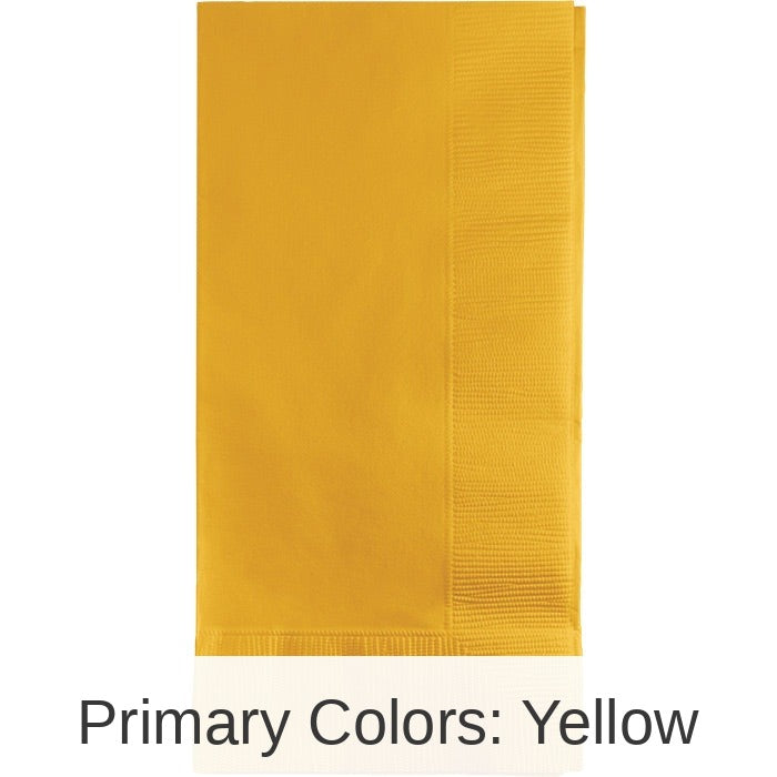 600/Case Bulk School Bus Yellow 2 Ply Dinner Napkins