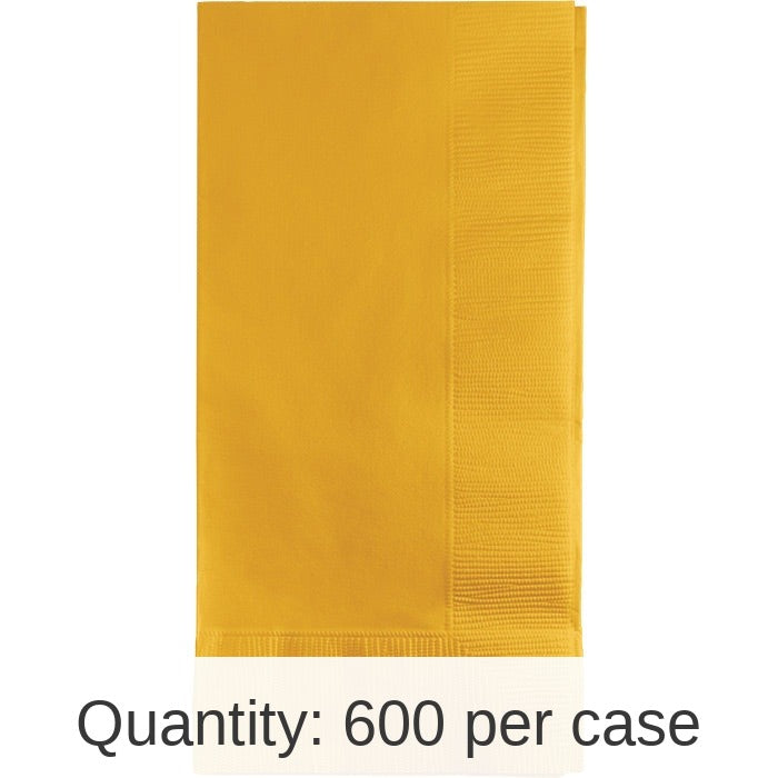 600/Case Bulk School Bus Yellow 2 Ply Dinner Napkins