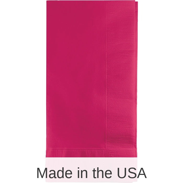 600/Case Bulk Hot Magenta 2 Ply Dinner Napkins