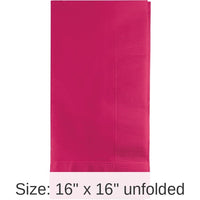 600/Case Bulk Hot Magenta 2 Ply Dinner Napkins