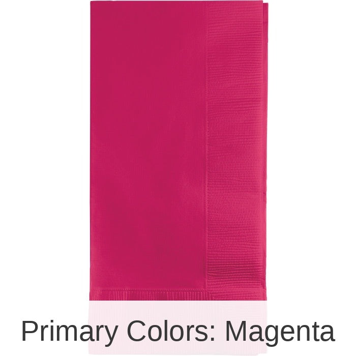 600/Case Bulk Hot Magenta 2 Ply Dinner Napkins