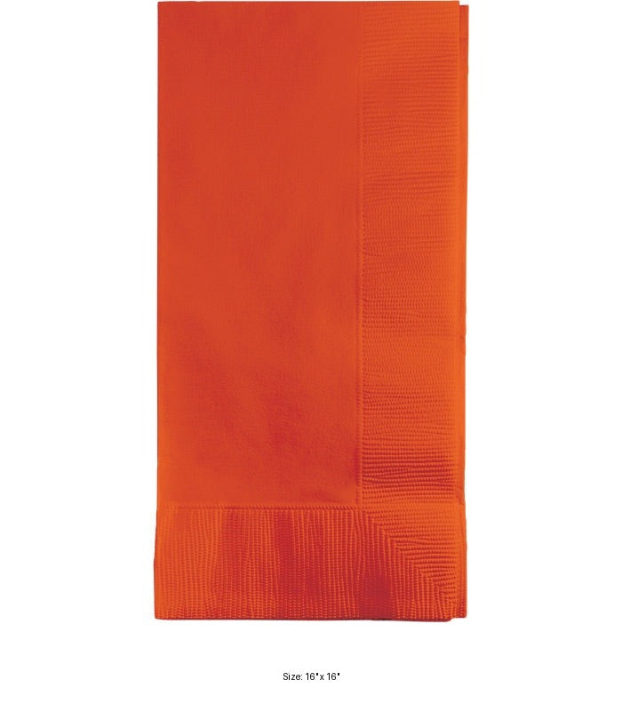 600/Case Bulk Sunkissed Orange 2 Ply Dinner Napkins