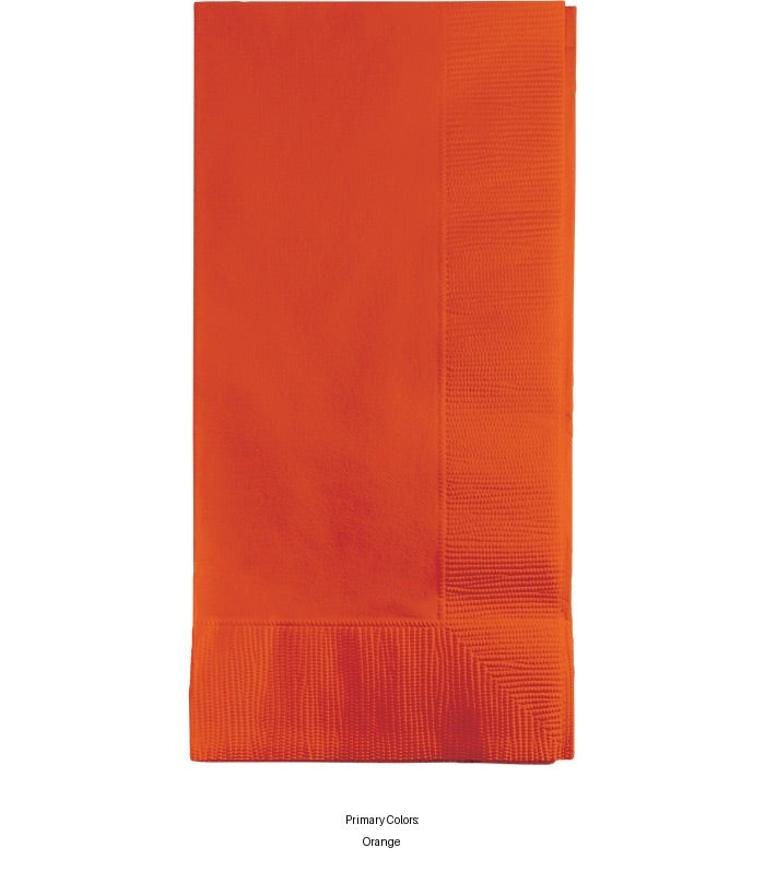 600/Case Bulk Sunkissed Orange 2 Ply Dinner Napkins