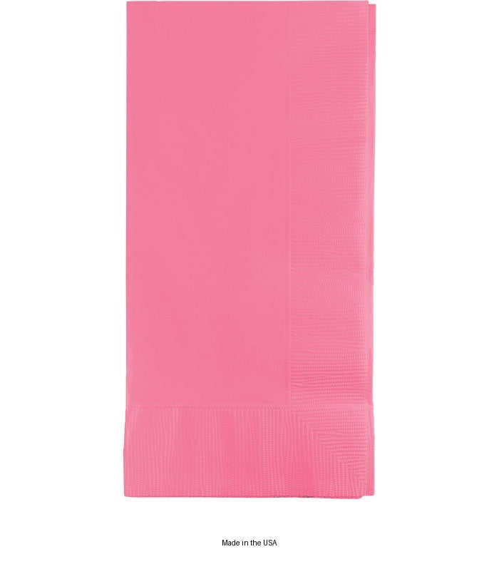 600/Case Bulk Candy Pink 2 Ply Dinner Napkins