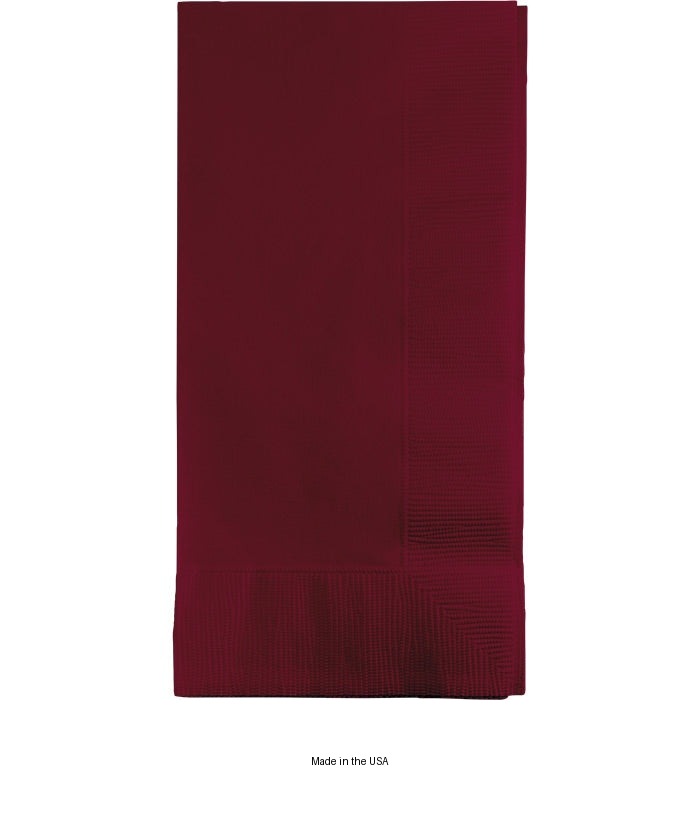 600/Case Bulk Burgundy 2 Ply Dinner Napkins
