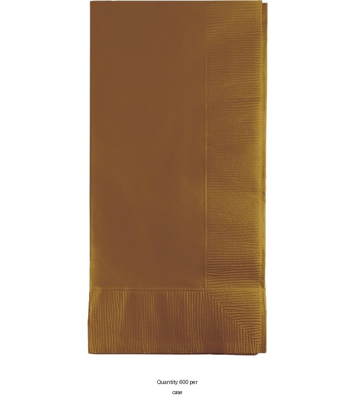 600/Case Bulk Glittering Gold 2 Ply Dinner Napkins