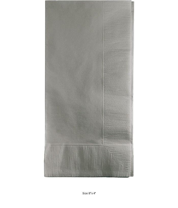 600/Case Bulk Shimmering Silver 2 Ply Dinner Napkins