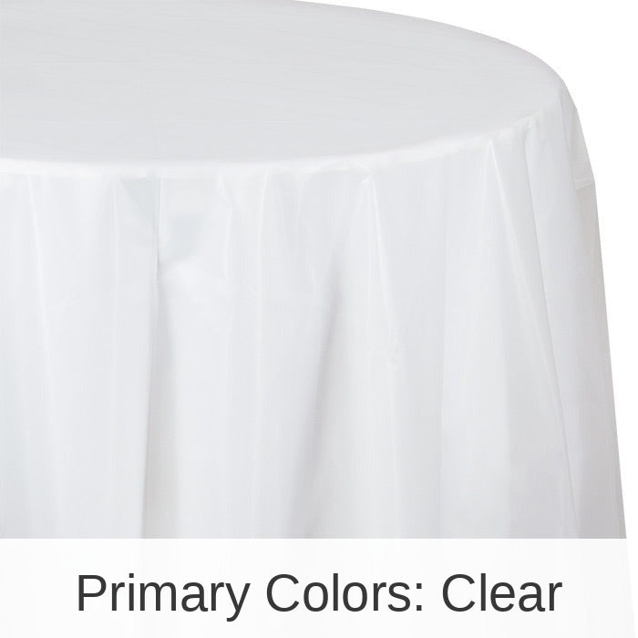 12/Case Bulk Clear Round Plastic 82 inch Table Covers