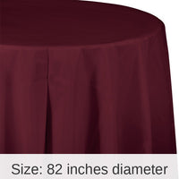 12/Case Bulk Burgundy Round Plastic 82 inch Table Covers