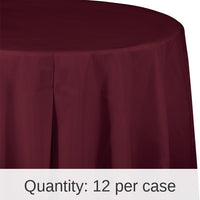 12/Case Bulk Burgundy Round Plastic 82 inch Table Covers