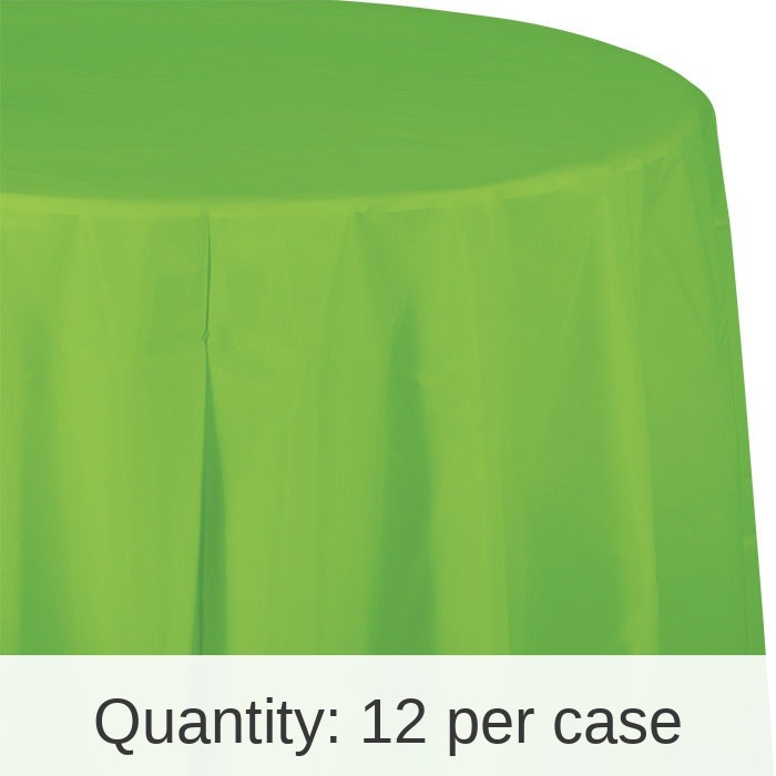 12/Case Bulk Fresh Lime Round Plastic 82 inch Table Covers