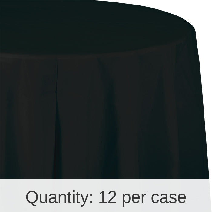 12/Case Bulk Black Velvet Round 82 inch Plastic Table Covers