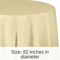 12/Case Bulk Ivory Round Plastic 82 inch Table Covers