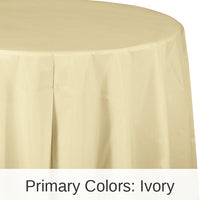 12/Case Bulk Ivory Round Plastic 82 inch Table Covers