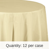12/Case Bulk Ivory Round Plastic 82 inch Table Covers