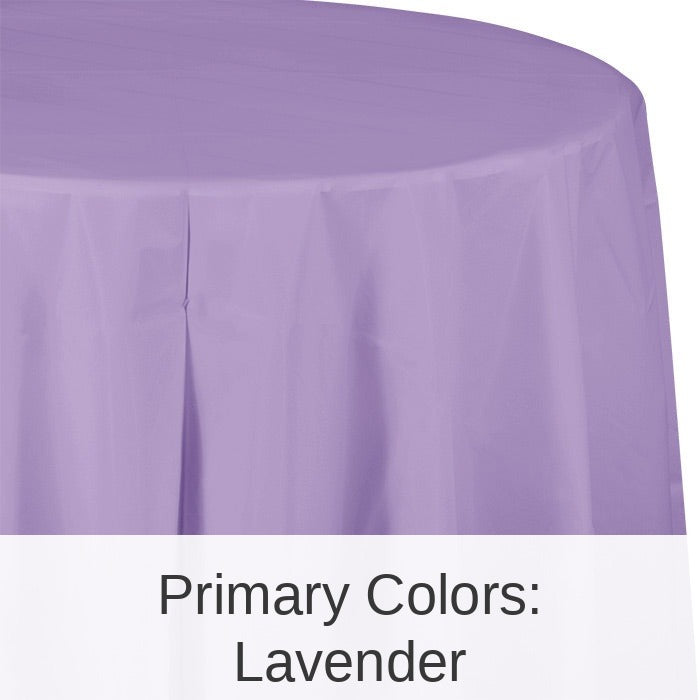 12/Case Bulk Luscious Lavender Round Plastic 82 inch Table Covers