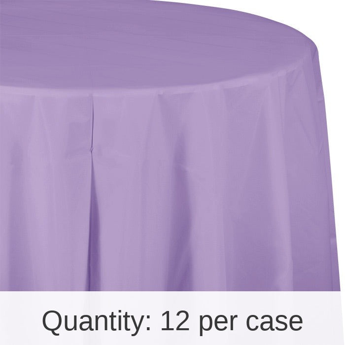 12/Case Bulk Luscious Lavender Round Plastic 82 inch Table Covers