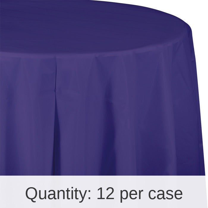 12/Case Bulk Purple Round Plastic 82 inch Table Covers