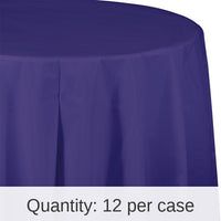 12/Case Bulk Purple Round Plastic 82 inch Table Covers