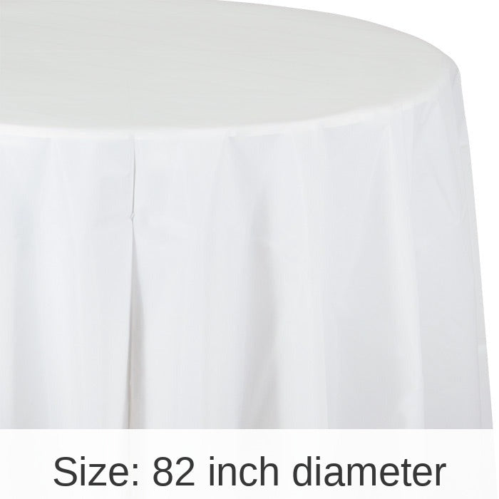 12/Case Bulk White Round Plastic 82 inch Table Covers