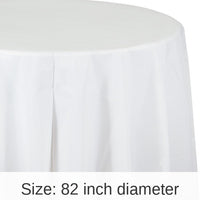12/Case Bulk White Round Plastic 82 inch Table Covers
