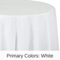 12/Case Bulk White Round Plastic 82 inch Table Covers