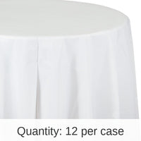 12/Case Bulk White Round Plastic 82 inch Table Covers