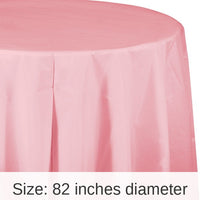 12/Case Bulk Classic Pink Round Plastic 82 inch Table Covers