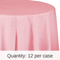 12/Case Bulk Classic Pink Round Plastic 82 inch Table Covers