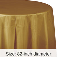 12/Case Bulk Glittering Gold Round Plastic 82 inch Table Covers