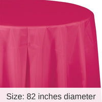 12/Case Bulk Hot Magenta Round Plastic 82 inch Table Covers