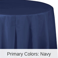 12/Case Bulk Navy Round Plastic 82 inch Table Covers