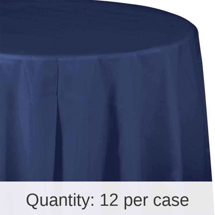 12/Case Bulk Navy Round Plastic 82 inch Table Covers