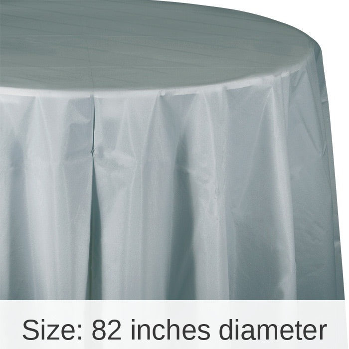 12/Case Bulk Shimmering Silver Round Plastic 82 inch Table Covers