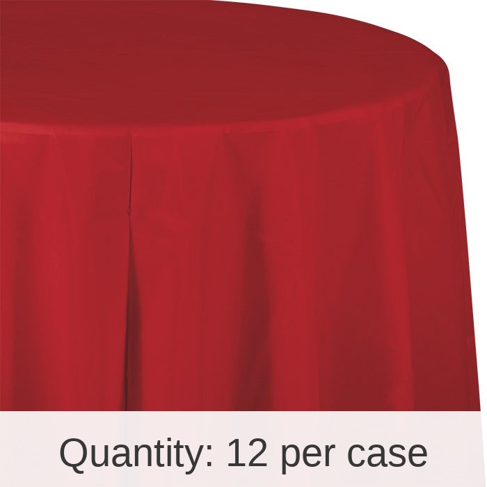 12/Case Bulk Classic Red Round Plastic 82 inch Table Covers