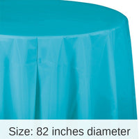 12/Case Bulk Bermuda Blue Round 82 inch Plastic Table Covers