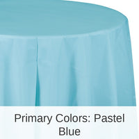 12/Case Bulk Pastel Blue Round Plastic 82 inch Table Covers
